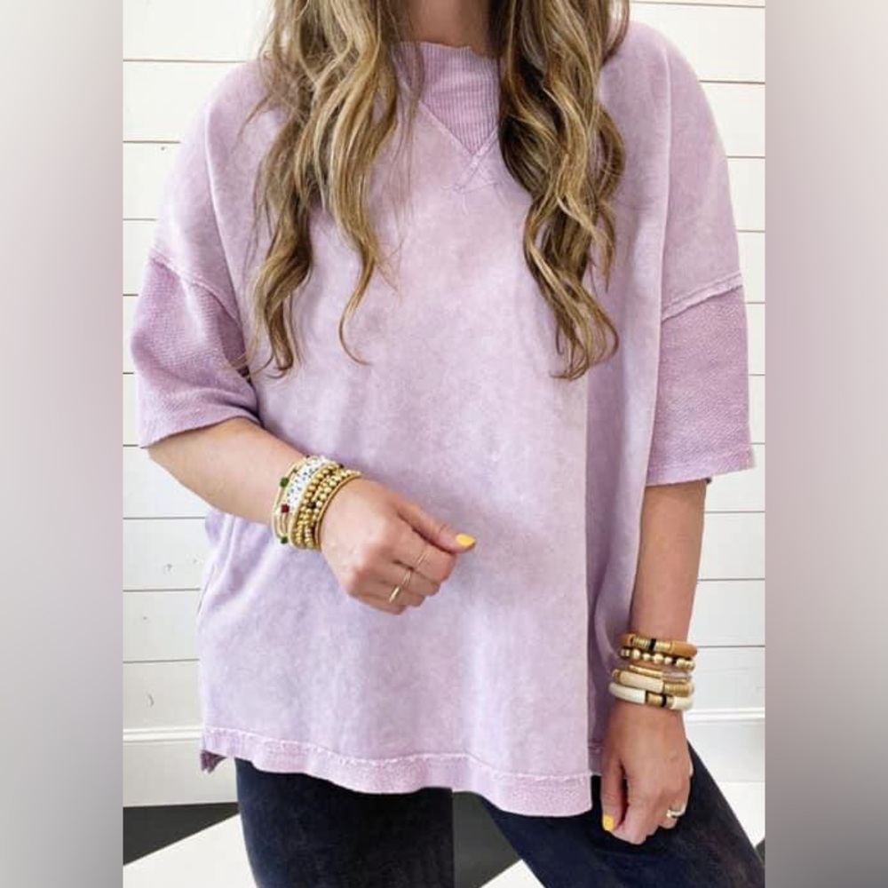 Oversized Mineral Wash Plus Size Top